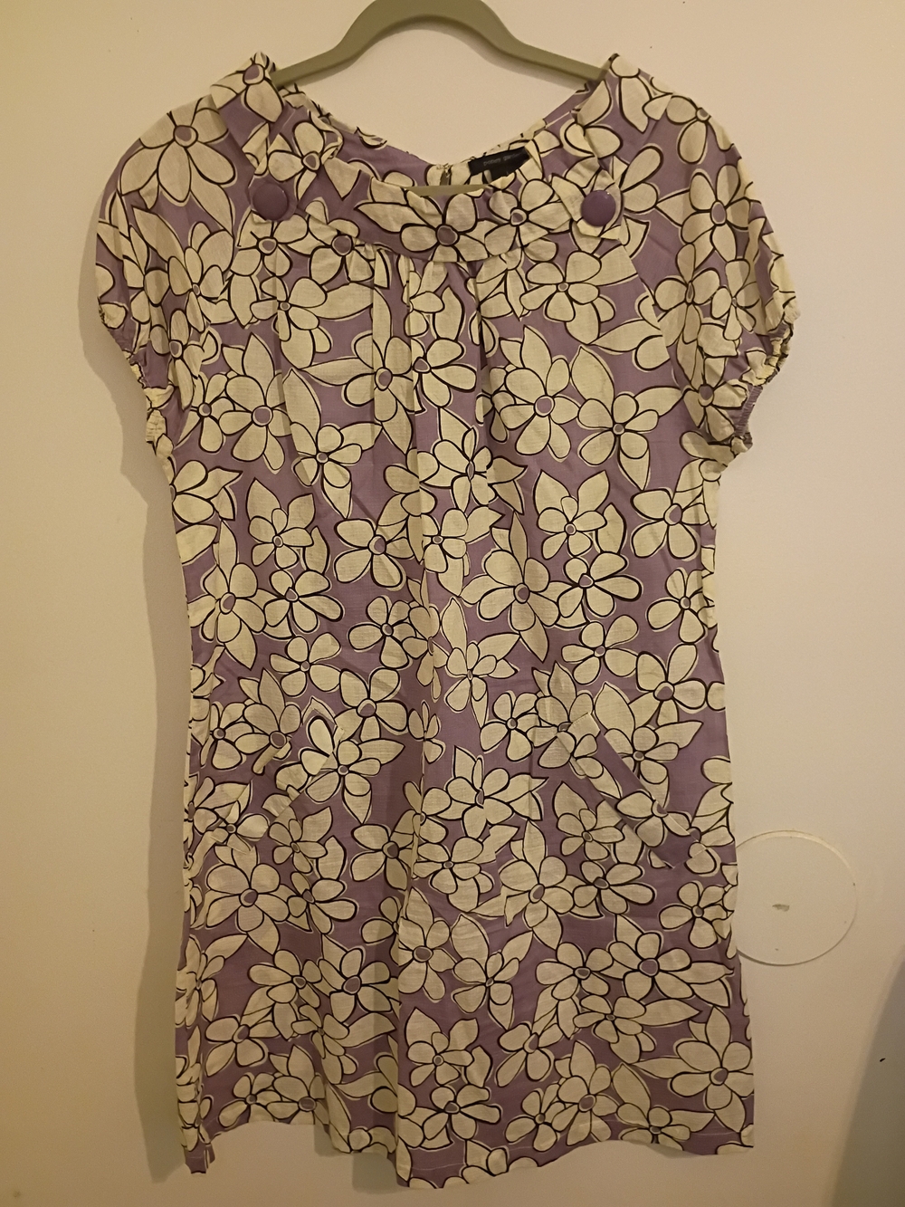 Poppy Garden Lavender and White Floral Mini Dress Sz‎ L